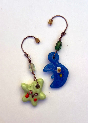 Pear Ware: Star and Moon Earrings