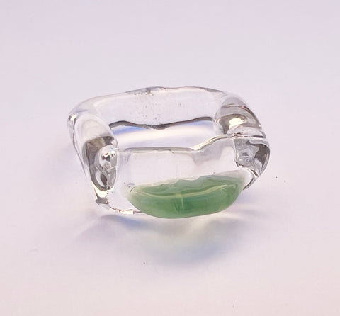 Pear Ware: Glass Frog Square Ring