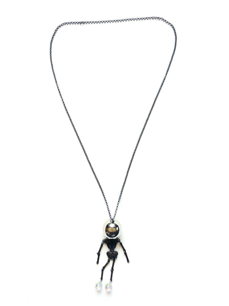 Mended Veil: Self-Reflecting Skeleton Necklace