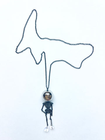 Mended Veil: Self-Reflecting Skeleton Necklace