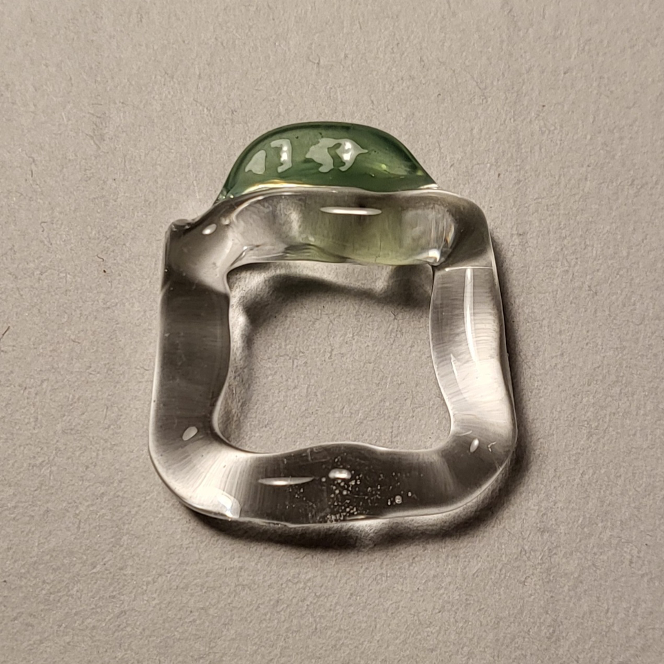 Pear Ware: Glass Frog Square Ring