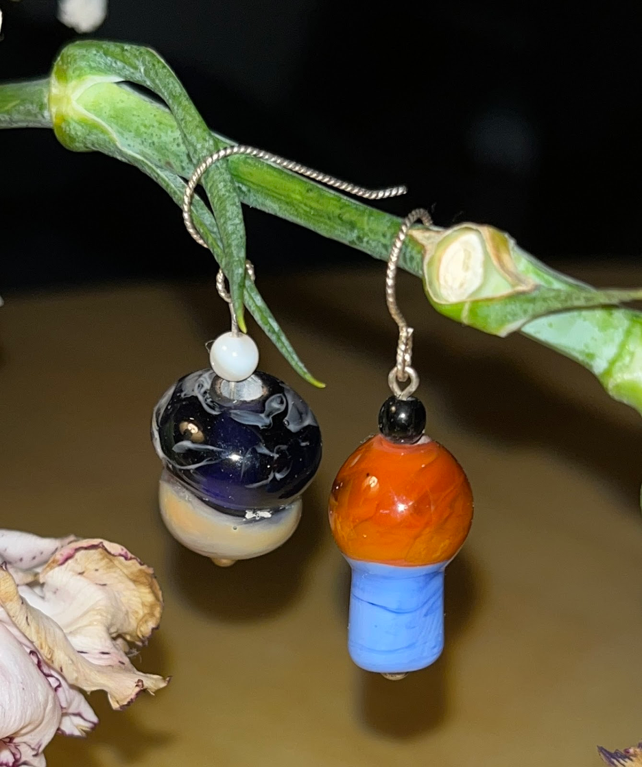 Pear Ware: Mismatched Mushroom Earrings