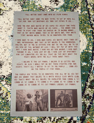 1973 Sylvia Rivera Pride Speech Poster