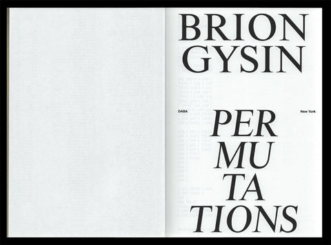 Brion Gysin: Permutations