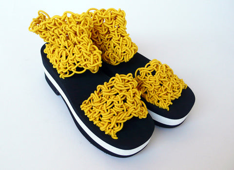 Arielle de Pinto/LVMM: Marigold Crochet Platform Sandal