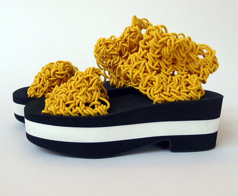 Arielle de Pinto/LVMM: Marigold Crochet Platform Sandal